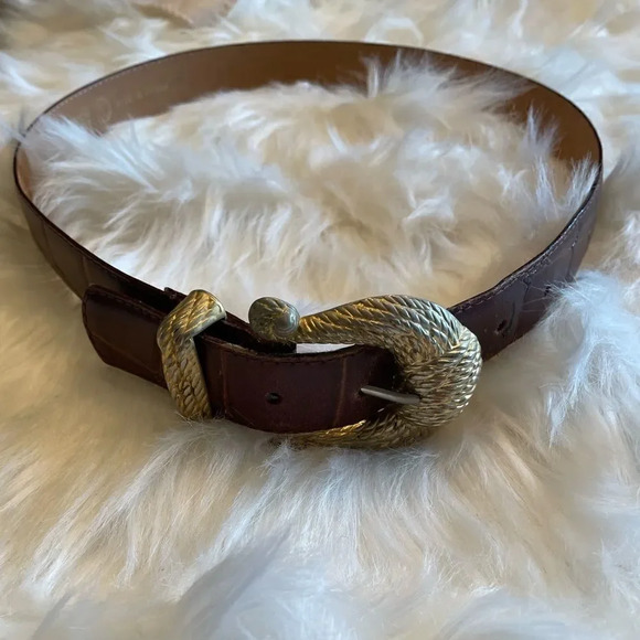 MOTION East Vintage Brown Leather Reptile Belt Size M/L - Picture 1 of 9